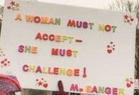 A Woman Must Challenge Womens Rights Political March Rally Postcard