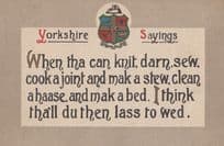 A Yorkshire Saying About Knitting Sewing Making A Bed Old Songcard Postcard