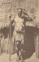 A Zulu Chief Salute South Africa Antique Postcard
