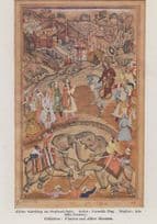 Abkra Watching An Elephant Fight Medieval Painting Postcard