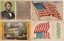 Abraham Lincoln American President Old Flag 4x Antique USA Postcard s