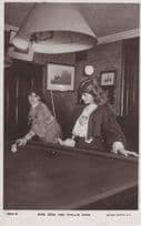 Actress Zena Dare and Pyllis Dare Playing Pool Snooker Billiards Postcard