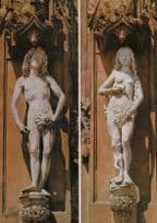 Adam & Eve Statue Monument In German Mainfrankischen Museum Postcard