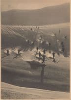 Adelboden 20 Skiers Skiing Formation Antique Ski Switzerland Postcard