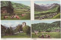 Adelboden 4x Switzerland Farming & Aerial Old Colour Postcard s