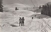 Adelboden Children Walking in Freezing Snow Swiss RPC Postcard