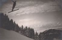 Adelboden Daredevil Ski Jump At Dusk Antique Switzerland Postcard