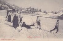 Adelboden Die Hotels Skiing Snow Comic Old Switzerland Postcard