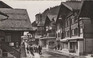 Adelboden Dorfstrasse Disaster Rainy Weather Swiss Real Photo Postcard