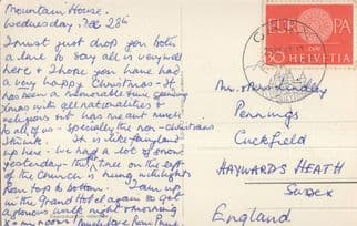 Adelboden Grand Hotel 1960 Postcard Message