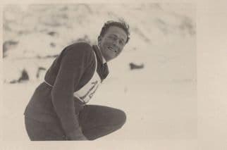 Adelboden Laughing Skier Resting On Ski Mountain Switzerland Postcard