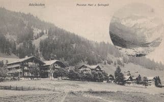 Adelboden Moon Planet Circle Hotel Pension Hari Swiss Postcard s