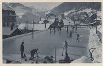 Adelboden Roof Curling Ice Skating Sports Rink Switzerland Old Postcard