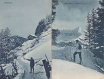 Adelboden Skiing 2x Old 1909 Alpine Ski Switzerland Postcard s