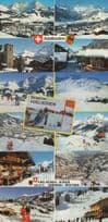 Adelboden Switzerland 3x Skiing Postcard s