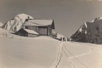Adelboden Switzerland Ski Hut Skiers Snow Tracks Old Postcard