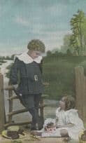 Admiration Children With Respect German Antique Postcard