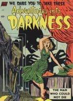 Adventures Into Darkness Skeleton Silhouette 1950s Horror Comic Postcard