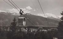 Aerial Tramway Grans s/Sierre Crane Golf Real Photo Swiss Switerland Postcard