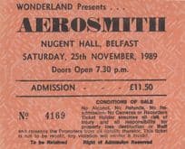 Aerosmith Nugent Hall Belfast 1989 Irish Live Concert Ticket