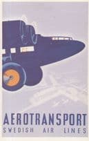 Aerotransport Sweden Swedish Air Lines Poster Advertising Postcard