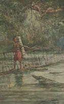 Africa Child Life Series A Native Bridge Crocodiles Old Postcard