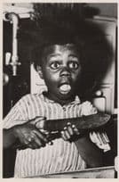 African American Boy Startled Wild Hair Buckwheat Comic Postcard