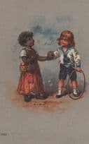 African American Child Hula Hoop Rope Racial Harmony Postcard