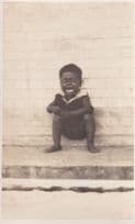African Baby Boy Child Screaming Crying Antique Real Photo Postcard