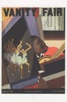 African Coloured Man Playing Banjo Art Deco Painting Postcard