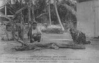 African Congo Grand Bassam Crocodile Hunting Hunter Old Postcard