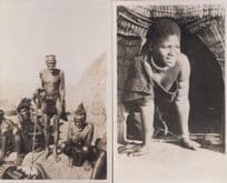 African Tribe Girl Peeping Out Of Hut 2x Real Photo Postcard s