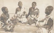 African Women Ladies Playing Card Games Antique Postcard