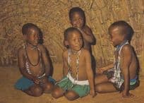 African Zulu Chidren Tribe At Play Beadwork In Reed Hut Africa Tribal Postcard
