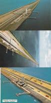 Afsluitdijk Met Monument Holland Friesland 3x Aerial Postcard