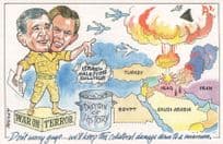 After 9/11 Isreali Palestine Politics George Bush Comic Postcard