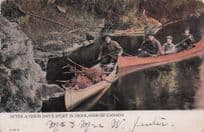 After A Good Days Sport In Highlands Of Canada Boat Hunting Old Postcard