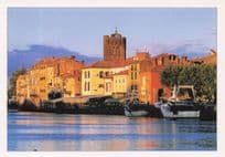 Agde Herault Boats French River Painting Postcard