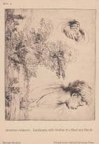 Agostino Carracci Landscape Head Hand Studies Art Museum Rare Painting Postcard