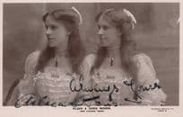 Aileen & Doris Woods New Zealand Australian Twins Rugby Singers Hand Signed Postcard