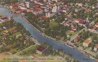 Air Aerial View Of Fort Lauderdale + Law Day Freedom Postmark Mint Postcard