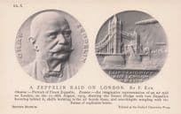 Air Raid On London Zeppelin WW1 German War Medal Military Old Postcard