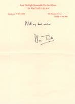 Alan Trail 1980s London Mayor Hand Signed Letter Autograph