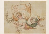 Albrecht Durer Chandelier With A Female Figure Rare Painting Postcard