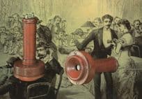 Alexander Bell Antique Telephone 1877 German Painting Postcard