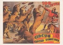 Alfred Schneider Kapitan Old German Lion Tamers Circus Poster Postcard