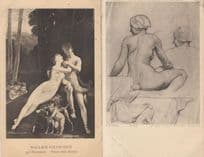 Alfred Stevens Study of A Seated Woman Prudhon Venus & Adonis 2x Art Postcard s