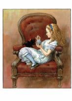 Alice Cat Kitten Through The Looking Glass 1911 Book Postcard