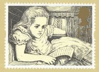 Alice In Wonderland Greetings Lewis Carroll Book RMPQ Stamp Postcard