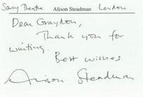 Alison Steadman Signed Official Headed Paper Card Autograph
